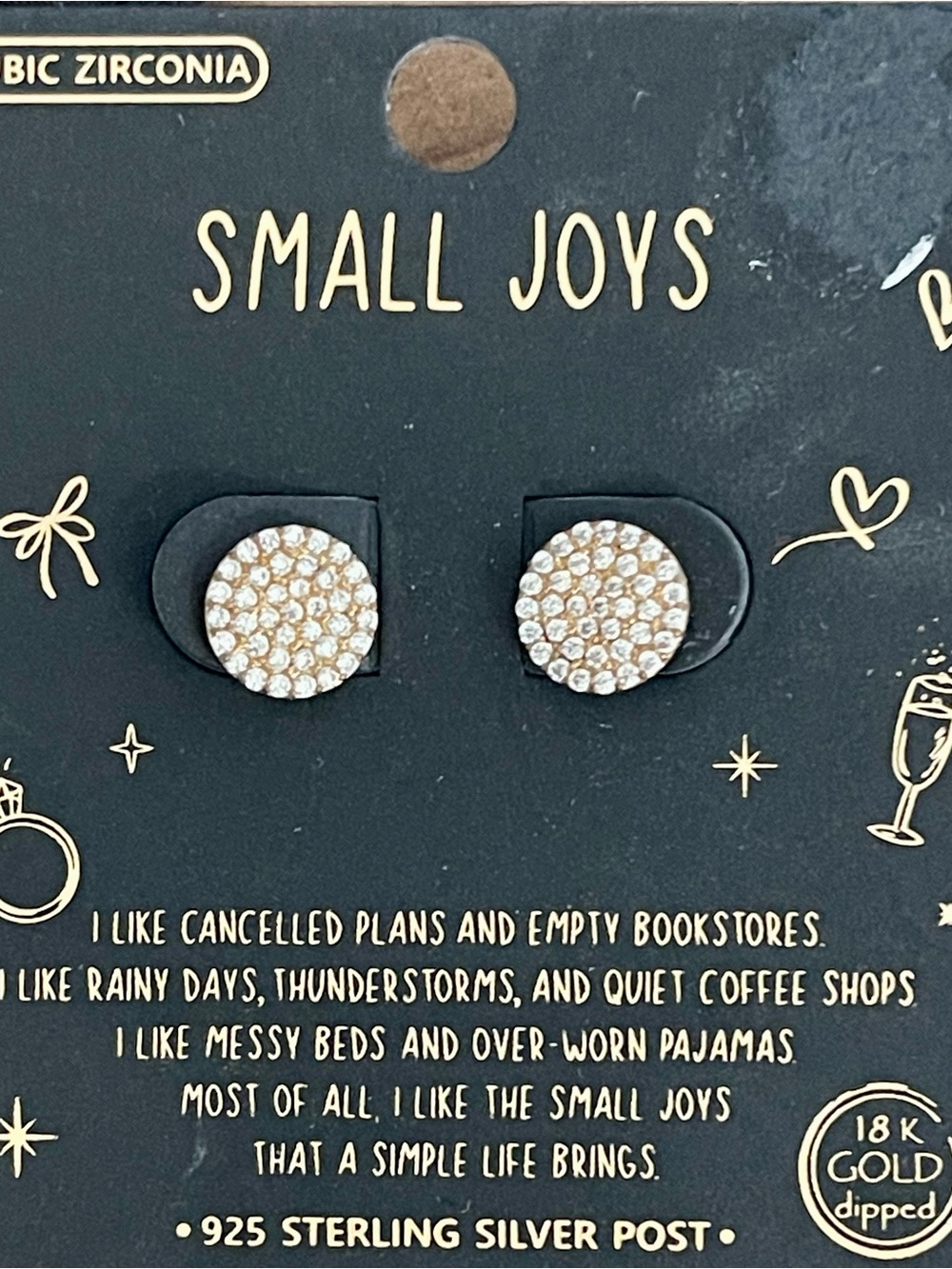 Pave Stud Earrings.  Round stud feature a  pave setting of cubic zirconia.